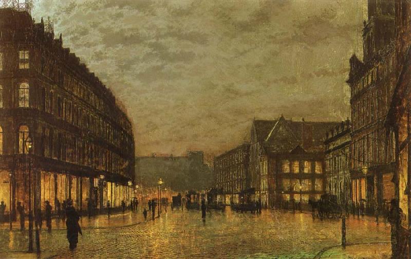 Atkinson Grimshaw Boar Lane,Leeds by Lamplight